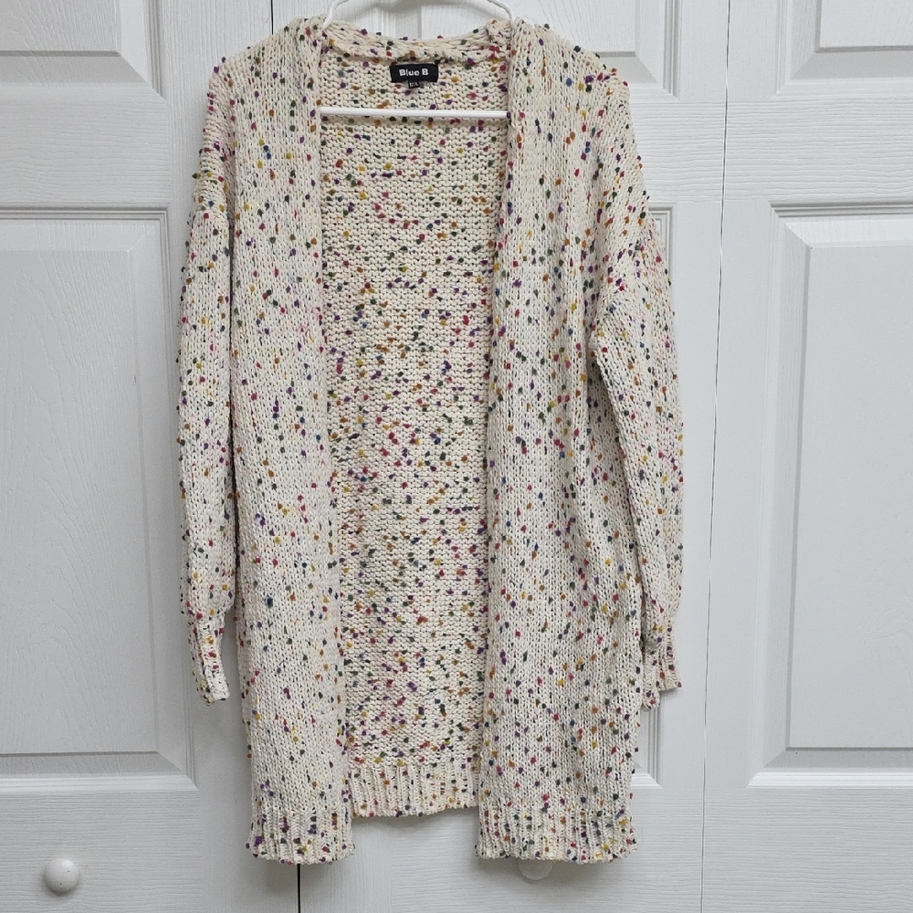 Blue B Speckled Knit Open-Front Cardigan